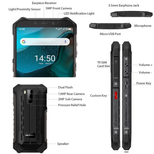 Ulefone Armor X5 Android 10 Rugged Waterproof Smartphone IP68 MT6762 Cell Phone 3GB 32GB Octa core NFC 4G LTE Mobile Phone