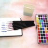 SeamiArt 50Color Solid Watercolor Paint Set Portable Metal Box Watercolor Pigment for Beginner Drawing Watercolor Paper Supplies