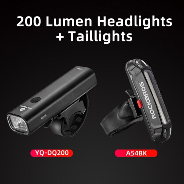 ROCKBROS 400LM Bike Light Headlight Bicycle Handlebar Front Lamp MTB Rode Cycling USB Rechargeable Flashlight Safety Tail Light