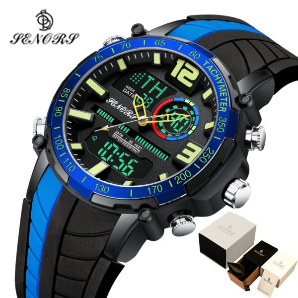 Senors Digital Watch Men Sports Watches Fashion Dual display Men's Waterproof LED Digital Watch Man Military Clock Relogio