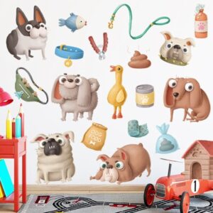 Removable Wall Stickers Cute Dog Pet Store Wall Decoration Cartoon DIY Kids Room Wall Decals Wall Papers Home Decor Mural Art