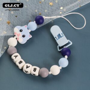 Personal Custom Personalized Pacifier Clip Chain Silicone squirrel Pendant Baby Teething Nursing Dummy Clips Chain baby gift