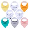8 Pack Baby Bandana Drool Bibs Organic Absorbent Soft Cotton Drool Bibs for Teething Feeding Unisex Baby Shower Gift Set