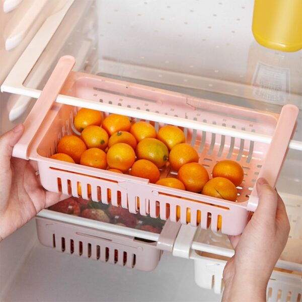 Adjustable Stretchable Refrigerator Organizer Drawer Basket Refrigerator Pull-out Drawers Fresh Spacer Layer Storage Rack