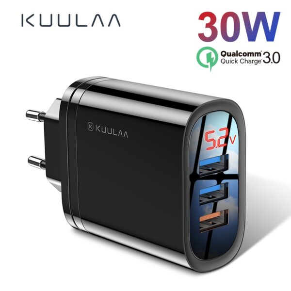 KUULAA Quick Charge 3.0 USB Charger 30W QC3.0 QC Fast Charging Multi Plug Mobile Phone Charger For iPhone Samsung Xiaomi Huawei