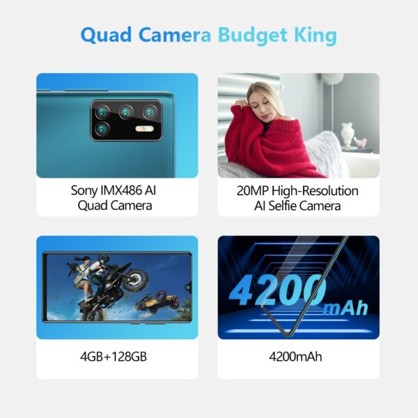 Cubot P40 Rear Quad Camera 20MP Selfie Smartphone NFC 4GB+128GB 6.2 Inch 4200mAh Android 10 Dual SIM Card mobile phone 4G LTE