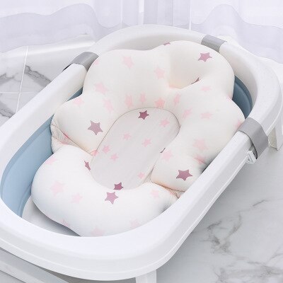 Baby Bathtub Cushion Foldable Baby Bath Seat Support Pad Newborn bath bed Chair Infant Anti-Slip Soft Comfort Mat net pocket