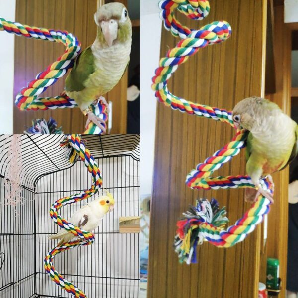 Pet Bird Bite Toys Parrot Color Cotton Rope Toys Elastic Parrot Climbing Toys Sturdy Bird Swing Harness Size S,M,L,XL