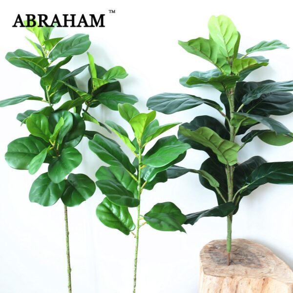 122cm Large Artificial Ficus Tree Branch Fake Green Plants Palm Leafs Tropical Shrub Faux Rubber Tree for Home Autumn Decoration