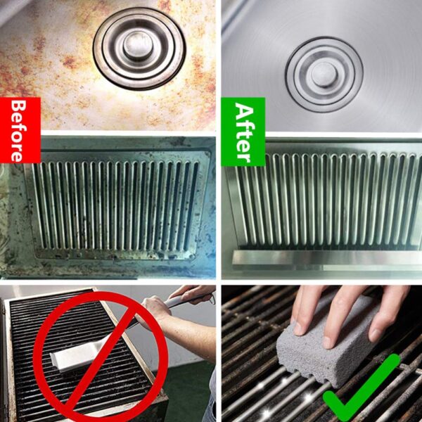 2Pcs BBQ Grill Cleaning Brick Block Barbecue Cleaning Stone BBQ Racks Stains Grease Cleaner BBQ Tools Kitchen Gadgets decorates