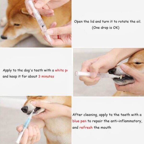 111-Pet Teeth Cleaning Kit Pet Beauty Toothbrush Dog Cat Tartar Dental Stone Cleaning Pen 3ml