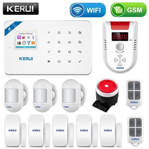 KERUI W18 1.7 Inch TFT Screen WIFI GSM Home Burglar Security Alarm System Motion Detector APP Control Fire Smoke Detector Alarm