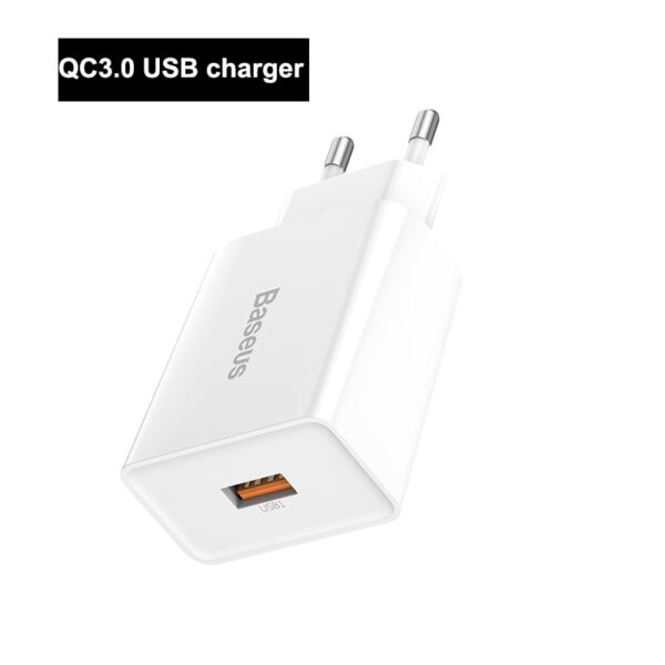 Baseus 18W Fast USB Charger Support Quick Charge 3.0 USB Type-C PD Charger Mini Portable Phone Charger ForHuawei ForXiaomi ForiP