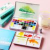 Solid Watercolor Paint Set Box With Paint Brush Pen Portable Water Color Pigment For School Students Beginner Art Supplies