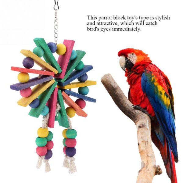 Pet Parrot Toys Wooden Hanging Cage Toys for Parrots Bird Funny Hanging Standing Toy Pet Bird Training Supplies