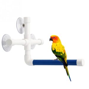 Pet Birds Shower Perches Toys Bird Bath Standing Platform Rack Wall Suction Cup Parrot Budge Paw Grinding Stand Toy