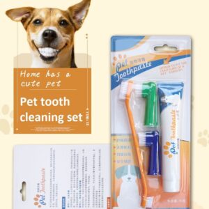 Pet Toothbrush Set Hot Puppy Vanilla/Beef Taste Toothbrush Toothpaste Dog Cat Finger Tooth Back Up Brush Care Set