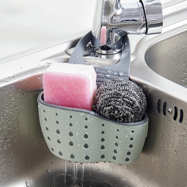 Adjustable Snap Sink Soap Sponge Holder Storage Drain Rack Kitchen Hanging Drain Basket Rack Holder Shelf Bathroom Organizer