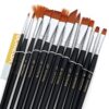 12Pcs Watercolor Paint Brushes Set Nylon Hair Painting Brush Variety Style Short Rod Oil Acrylic Painting Brush Pen Art Supplies