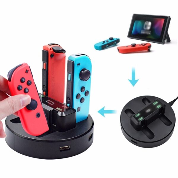 Joy-Con Charger Dock Station LED Charging Dock Charge Stand Holder with Micro USB Cable for Nintendo Switch Console