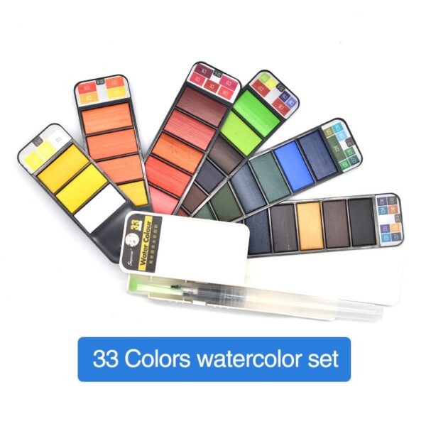 Superior 18/25/33/42Colors Solid Watercolor Paint Set With Water Brush Pen Watercolor Pigment For Draw Art Supplies