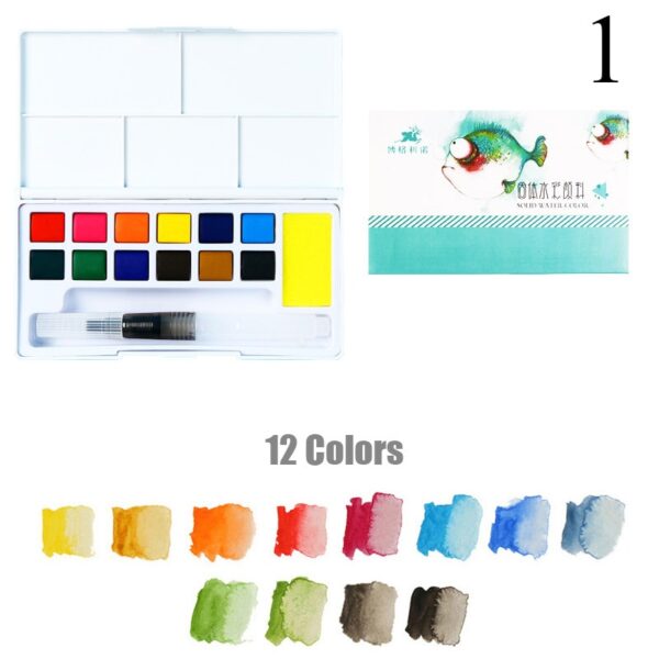 12/18/24/36 Colors Portable Travel Solid Pigment Watercolor Paints Set With Water Color Brush Pen For Painting Art Supplies