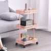 Nordic Metal Storage Rack with Wheels Movable 3 Layers Gold Shelf Basket Home Organization and Storage Bathroom Kitchen Rack