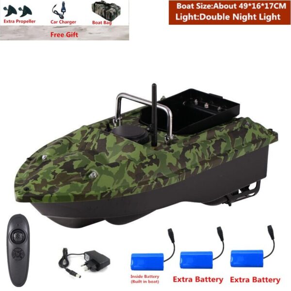 New Function Fixed Speed Cruise Remote Control Fishing Finder Boat 1.5KG 500M Dual Night Light Lure Fishing Smart RC Bait Boat