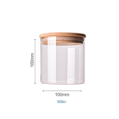 Food Container Bamboo Covered High Borosilicate Food Sealed Glass Tank Kitchen Miscellaneous Grain Storage Boxes